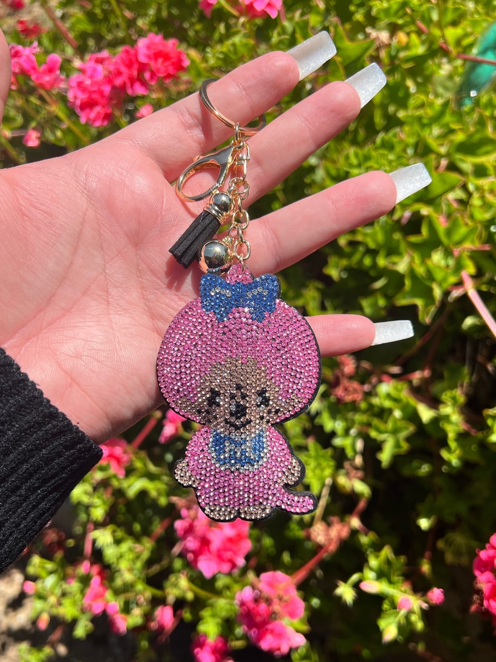 LIGHT PINK MONCHHICHI BLING KEYCHAIN